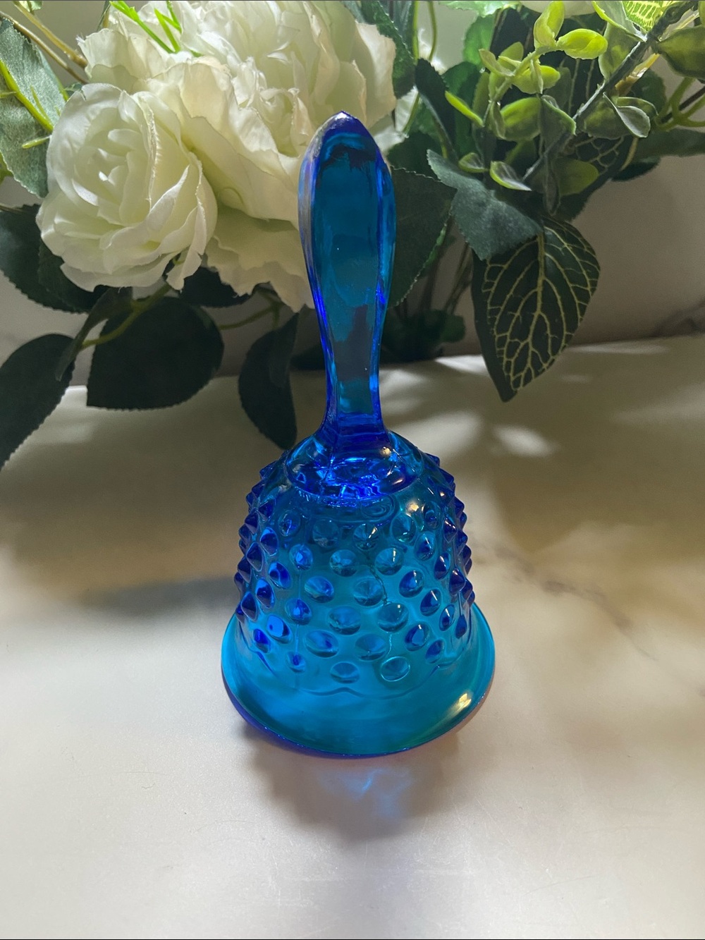 Fenton Cobalt Blue Hobnail Glass Bell - Decorative Home Accent
